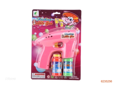 BUBBLING GUN W/LIGHT W/O 3AA BATTERIES 2COLOUR