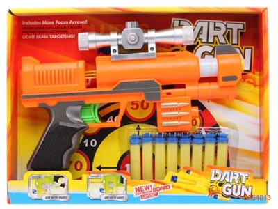 SOFT GUN W/LIGHT MUSIC.W/O 2AA BATTERIES.2COLOUR