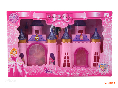 CASTLE SET W/LIGHT/MUSIC W/3PCS AG13 BUTTON BATTERIES 2COLOR