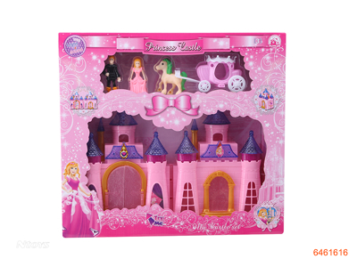 CASTLE SET W/LIGHT/MUSIC W/3AG13 BUTTON BATTERIES 2COLOR