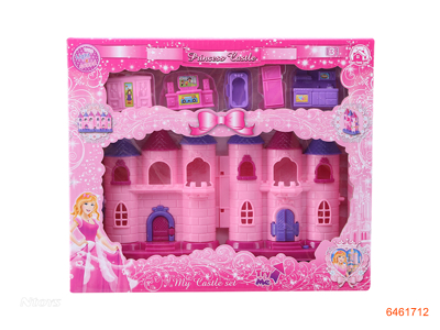 CASTLE SET W/LIGHT/MUSIC W/3AG13 BUTTON BATTERIES 2ASTD 2COLOUR