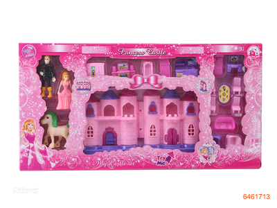 CASTLE SET W/LIGHT/MUSIC W/3AG13 BUTTON BATTERIES 2COLOURS