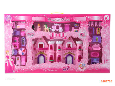 CASTLE SET W/LIGHT/MUSIC W/2*AA BATTERIES