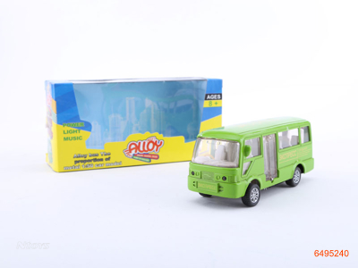 1:50 DIE-CAST P/B BUS W/LIGHT/MUSIC/3*AG10 BUTTON BATTERIES.4COLOR