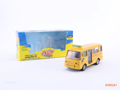 1:50 DIE-CAST P/B BUS W/LIGHT/MUSIC/3*AG10 BUTTON BATTERIES.4COLOR