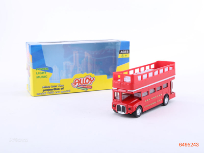 1:50 DIE-CAST P/B BUS W/LIGHT/MUSIC/3*AG10 BUTTON BATTERIES.4COLOR