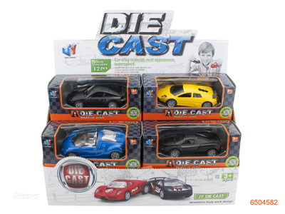 P/B DIE-CAST CAR W/LIGHT & MUSIC & 3*AG10 BATTERIES IN EACH CAR.4ASTD.12PCS/BOX