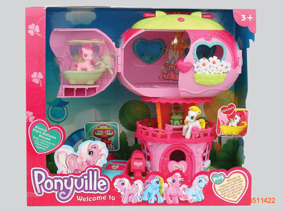 CARTOON HORSE CASTLE SET W/6*AG13 BATTERIES