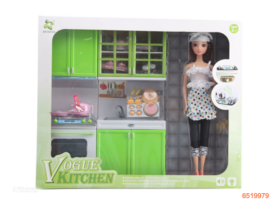 KITCHEN/COOKING SETW/DOLL & LIGHT & SOUND & 2*AAA BATTERIES.2ASTD