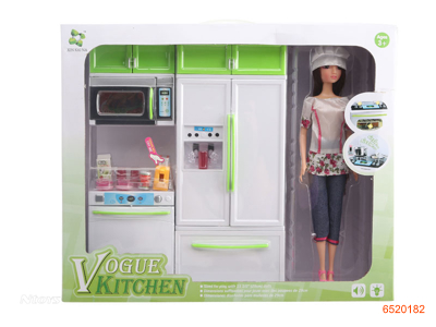 KITCHEN/COOKING SET W/DOLL.2ASTD