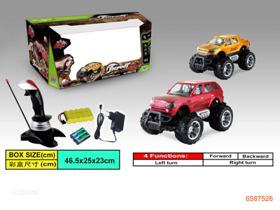 1:14 4CHANNELS R/C SUV W/6V CHARGER/6V BATTERIES IN CAR,3AA BATTERIES IN CONTROLLER  2COLOUR