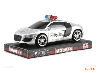 F/P POLICE CAR W/LIGHT/MUSIC/3PCS BUTTON BATTERIES 2COLOUR