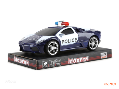 F/P POLICE CAR W/LIGHT/MUSIC/3PCS BUTTON BATTERIES 2COLOUR