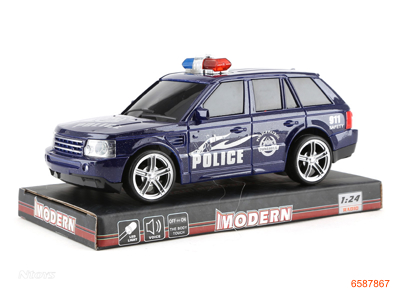 F/P POLICE CAR W/LIGHT/MUSIC/3PCS BUTTON BATTERIES 2COLOUR