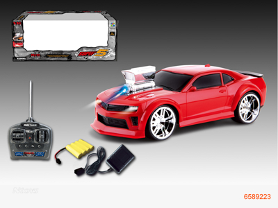 1:16 5CHANNELS R/C CAR W/LIGHT/2AA BATTERIES IN CONTROLLER,4.8V BATTERIES IN CAR 2COLOUR