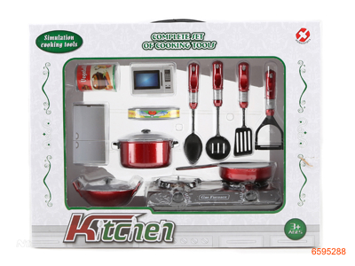 KITCHEN SET W/LIGHT/MUSIC/3PCS BUTTON BATTERIES