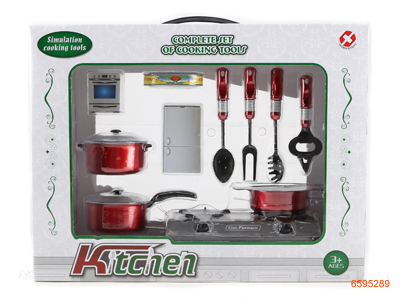 KITCHEN SET W/LIGHT/MUSIC/3PCS BUTTON BATTERIES