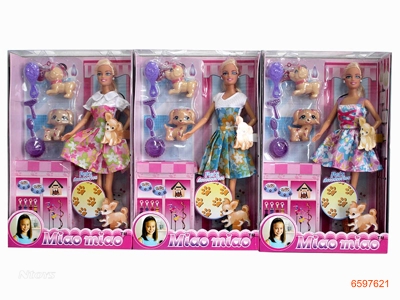 11.5''FASHION DOLL SET 3ASTD