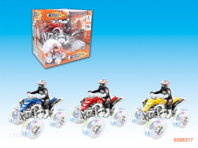 P/B MOTORCYCLE W/LIGHT/MUSIC/3*AG13 BATTERIES 3COLOUR