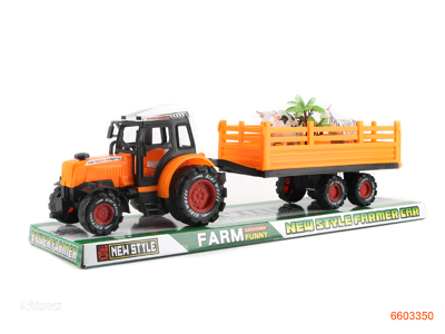 F/P FARM TRUCK W/CATTLE/HORSE/TREE.2COLOUR