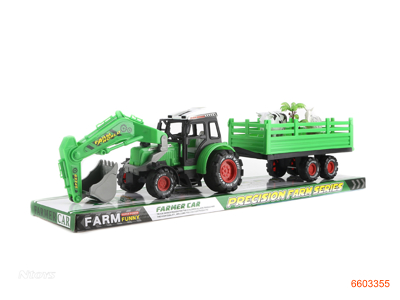 F/P FARM TRUCK W/CATTLE/HORSE/TREE.2COLOUR