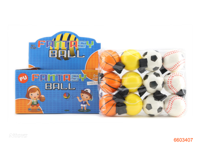 6.3CM PU BALLS W/ROPE 24PCS/BOX