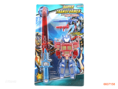 TRANSFORMER W/LIGHT/SOUND W/O 2AA BATTERIES IN BODY,3AA BATTERIES IN SWORD.4ASTD