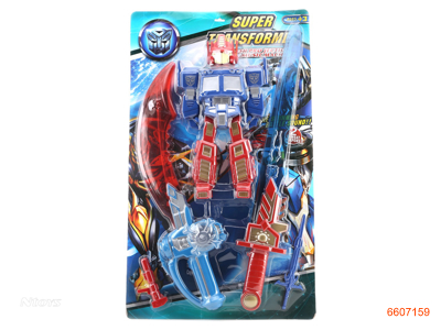 TRANSFORMER W/LIGHT/SOUND W/O 2AA BATTERIES IN BODY,3AA BATTERIES IN SWORD.4ASTD