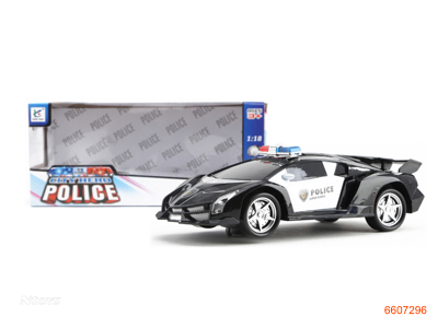 3D B/O POLICE CAR W/LIGHT/MUSIC W/O 3AA BATTERIES.2COLOUR