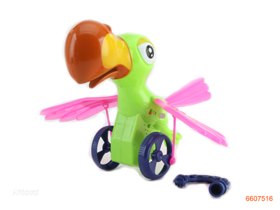 PUSH ALONG BIRD W/MUSIC/LIGHT/3*AG13 BATTERIES.2COLOUR