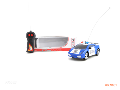 1:24 2CHANNELS R/C POLICE CAR W/O 3AA BATTERIES IN CAR,2AA BATTERIES IN CONTROLLER.2COLOUR