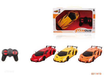 1:24 4CHANNELS R/C CAR W/O 3AA BATTERIES IN CAR,2AA BATTERIES IN CONTROLLER.3COLOUR