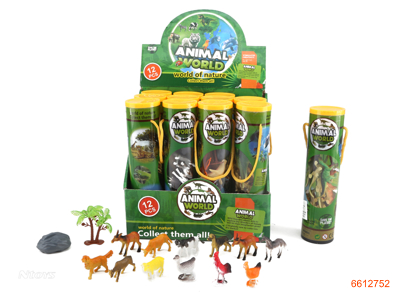 SOLID BODY ANIMALS SET,1PCS/PVC CANISTER,12PVC CANISTER/DISPLAY BOX.6ASTD