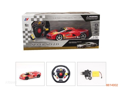 1:16 5CHANNELS R/C RACE CAR W/4.8V BATTERIES IN CAR/CHARGER W/O 3AA BATTERIES IN CONTROLLER.2COLOUR
