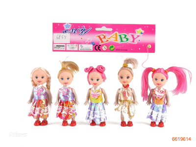 3''SOLID BODY FASHION DOLL.5PCS