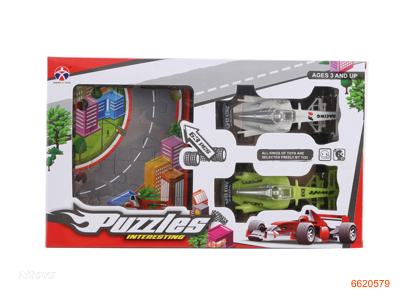 FREE WHEEL CAR AND PUZZLE.4COLOUR