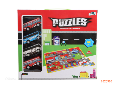 FREE WHEEL BUS AND PUZZLE.3COLOUR