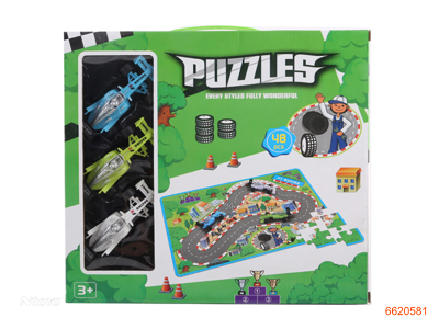 FREE WHEEL CAR AND PUZZLE.4COLOUR