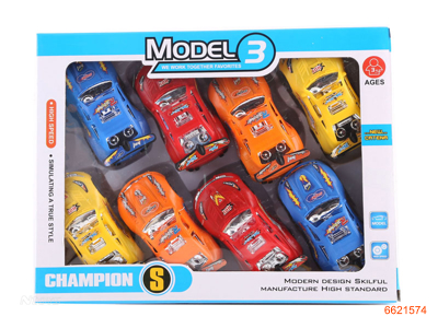 P/B RACE CAR.8PCS.2ASTD.4COLOUR