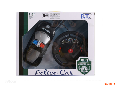 1:24 4CHANNELS R/C POLICE CAR W/LIGHT/3*1.2V BATTERIES IN CAR/CHARGER W/O 2AA BATTERIES IN CONTROLLER