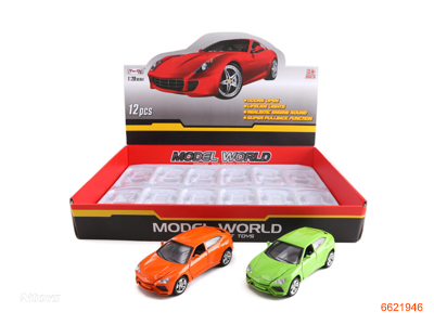 1:28 PULL BACK DIE-CAST CAR W/LIGHT/MUSIC.12PCS/BOX