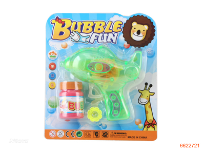 BUBBLE GUN W/LIGHT/2*AG3 BUTTON BATTERIES.2COLOUR