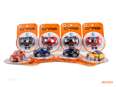 PULL BACK DIE-CAST CAR.4ASTD.2COLOUR IN EACH ONE