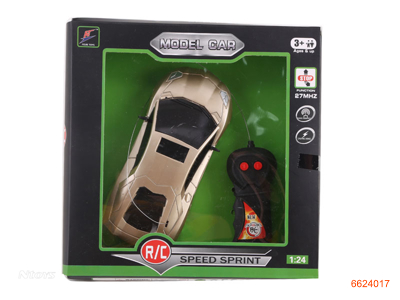 1:24 2CHANNELS R/C CAR W/O 3AA BATTERIES IN CAR,2AA BATTERIES IN CONTROLLER.2COLOUR