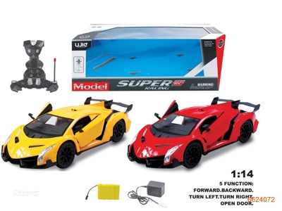 1:14 5CHANNELS R/C CAR W/4.8V BATTERIES IN CAR/CHARGER W/O 2AA BATTERIES IN CONTROLLER.2COLOUR