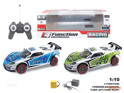 1:10 4CHANNELS R/C CAR W/7.2V BATTERIES IN CAR/CHARGER W/O 2AA BATTERIES IN CONTROLLER.2COLOUR
