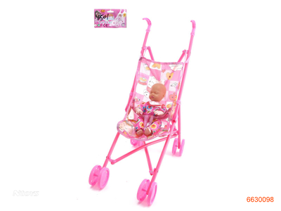 DOLL TROLLEY W/PLASTIC STROLLER