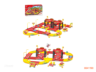 PARKING LOT W/1PCS FREE WHEEL PLANE AND 3PCS FREE WHEEL CAR