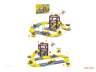 PARKING LOT W/1PCS FREE WHEEL PLANE AND 3PCS FREE WHEEL CAR