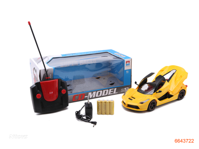 1:16 5CHANNELS R/C CAR W/4*1.2V BATTERIES IN CAR/CHARGER W/O 2AA BATTERIES IN CONTTROLLER.3COLOUR